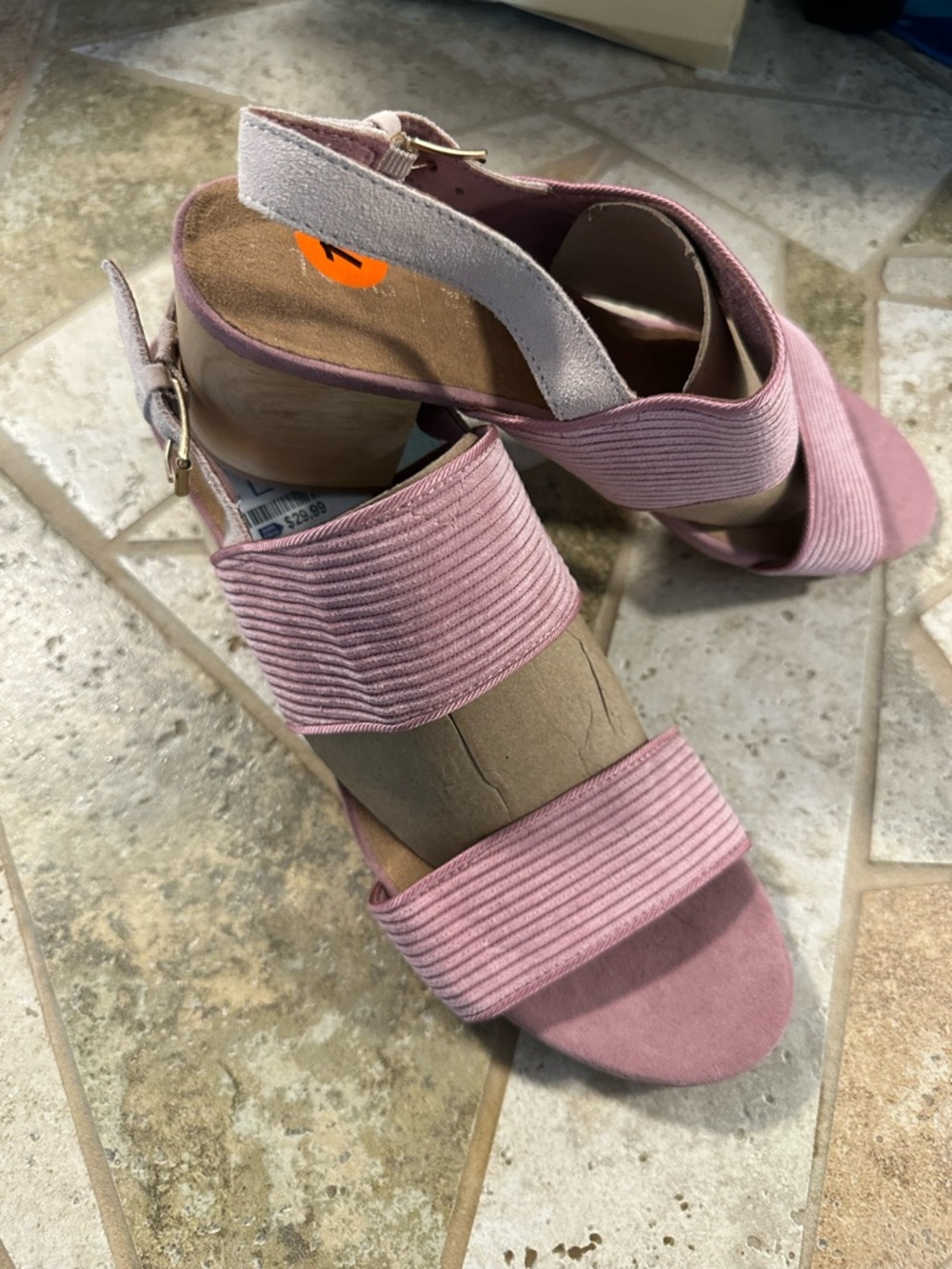 Toms Light Mauve/Pink Ribbed Block Heel Sandals - NWT - Picture 2 of 6